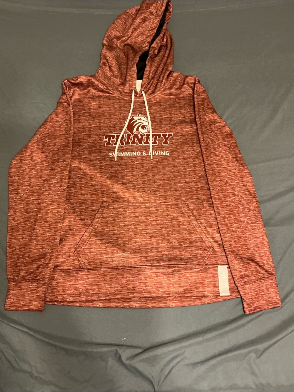 Trinity Marled Red Pullover Hoodie with Trinity Swimming & Diving Logo